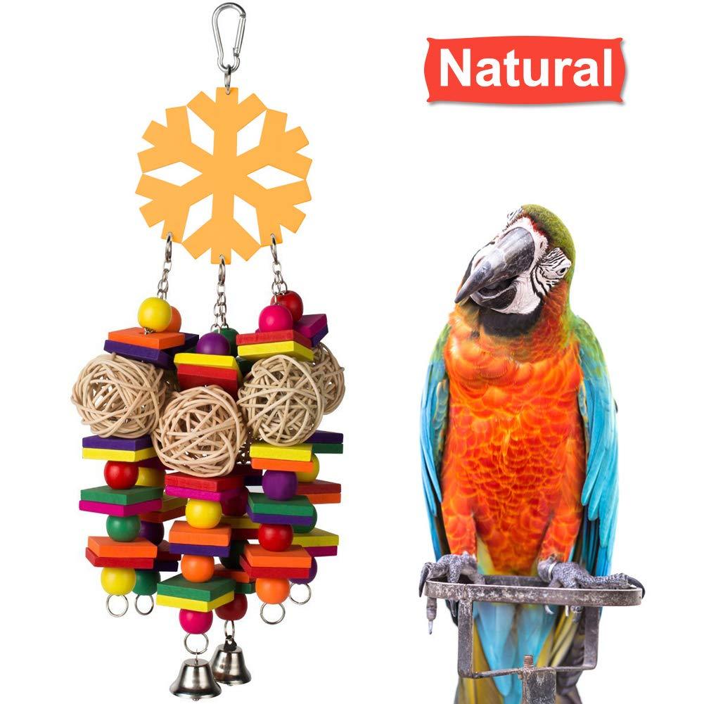 [Australia] - Coppthinktu Bird Toys, Parrot Toys with Bells, Parrots Cage Chewing Toy with Colorful Wood Beads, Multicolored Wooden Block Bite Toys for Macaw African Grey Cockatoo and a Variety of Amazon Parrots 