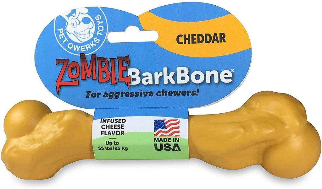 [Australia] - Pet Qwerks Zombie NYLON BarkBone - Chew Toy for Aggressive Chewers, Tough Durable Extreme Power Chewer Bone | Made in USA -  Available in 2 Flavors and 4 Sizes Cheddar Cheese Medium 