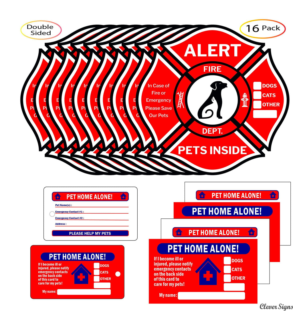 [Australia] - Pet Alert Sticker, Double-Sided 10 Decals&4 Wallet Cards&2 Key Tags Emergency Kit, Rescue Pet Decals, Pet Alert Stickers for House Home Window Pet Door-Emergency Pet Kit, UV Resistant-Waterproof 10 pack 3"x3" 