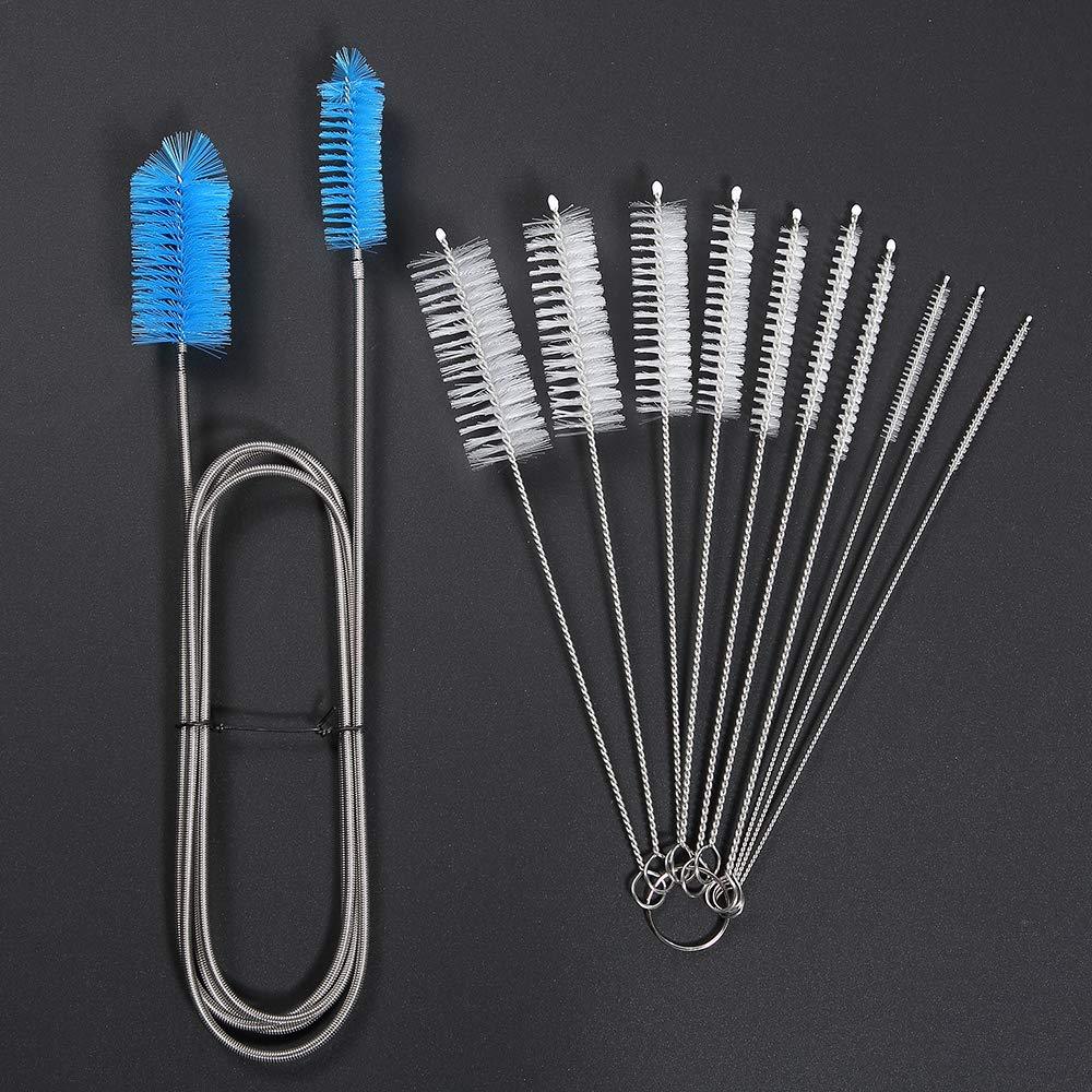 Aquarium Filter Brush Set, Flexible Double Ended Bristles Hose Pipe Cleaner with Stainless Steel Long Tube Cleaning Brush and 10 Pcs Different Sizes Bristles Brushes for Fish Tank for Home Kitchen - PawsPlanet Australia