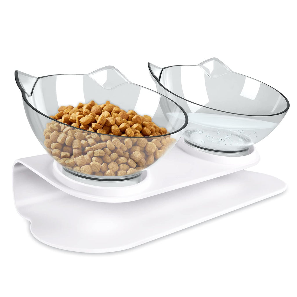 Cat Bowl with Stand Cat Feeders Food and Water Bowls Reduce Neck Pain for Cats and Small Dogs Double Bowls - PawsPlanet Australia