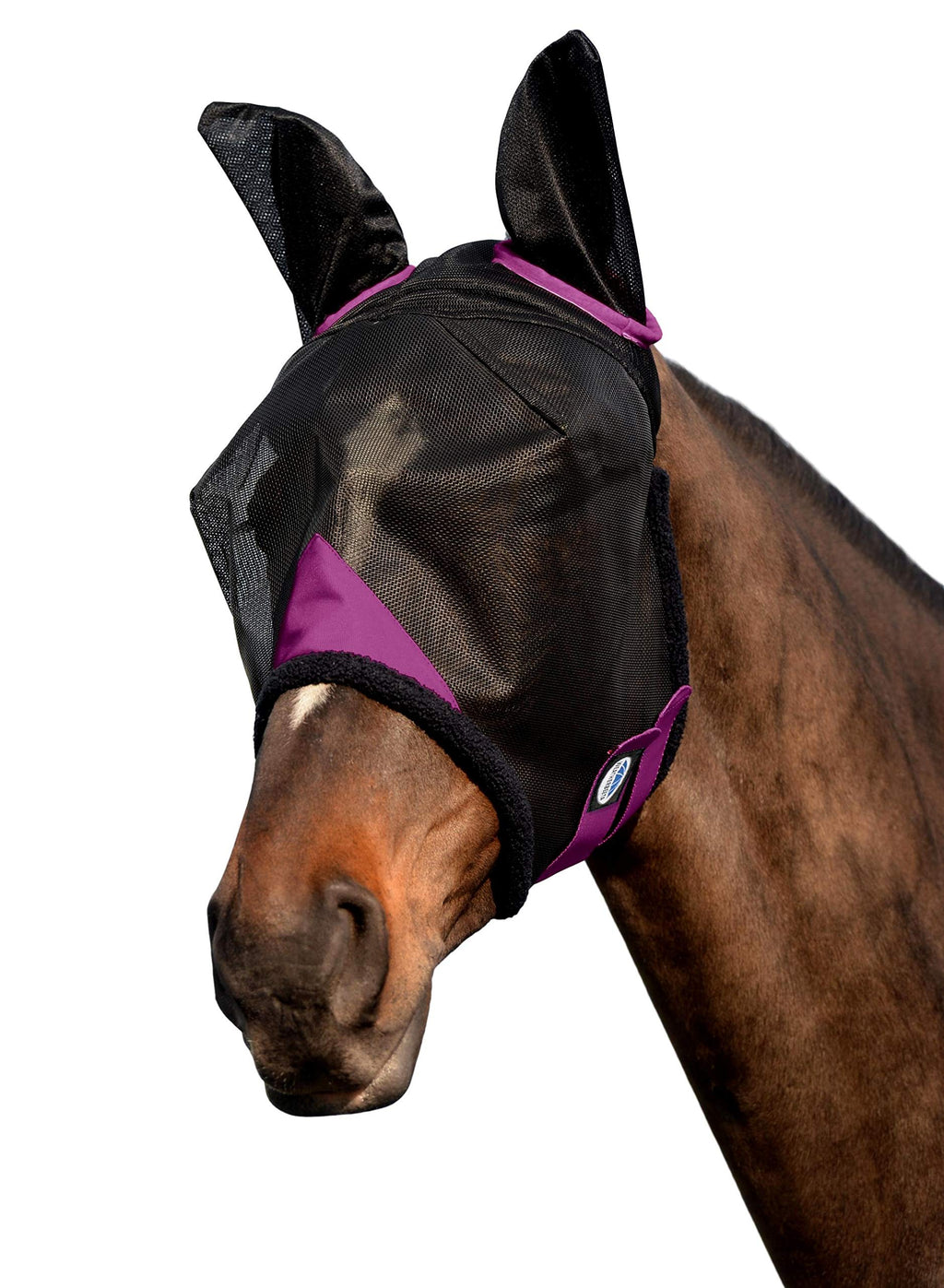 Weatherbeeta Comfitec Durable Mesh Mask with Ears Black/Purple Cob - PawsPlanet Australia