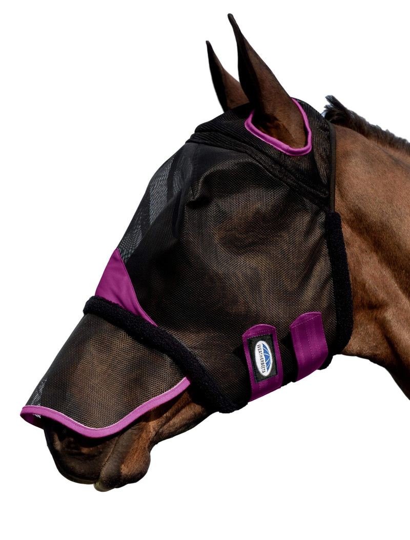 Weatherbeeta Comfitec Durable Mesh Mask with Nose Black/Purple Pony - PawsPlanet Australia