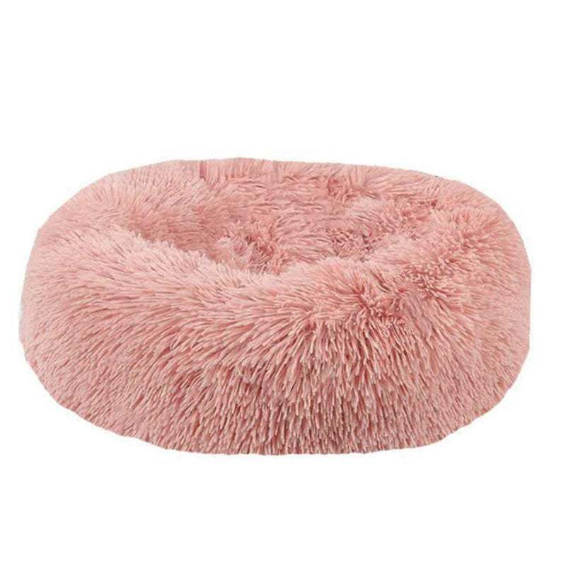 [Australia] - Modern Soft Plush Round Pet Bed for Cats or Small Dogs,Faux Fur Donut Cuddler,Cat beds and Dog beds,Relief and Improved Sleep – Machine Washable, Waterproof Bottom Pet Weight Within 20lbs,Pink Color 