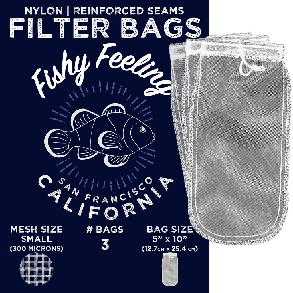 [Australia] - Fishy Feeling Small Mesh (300 Micron) 5in x 10in Nylon Filter Bag (3x) for SMALL MEDIA (SeaChem PhosGuard, activated carbon) in Saltwater, Freshwater, and Mixed Tank Filter - Ideal for Aquariums 