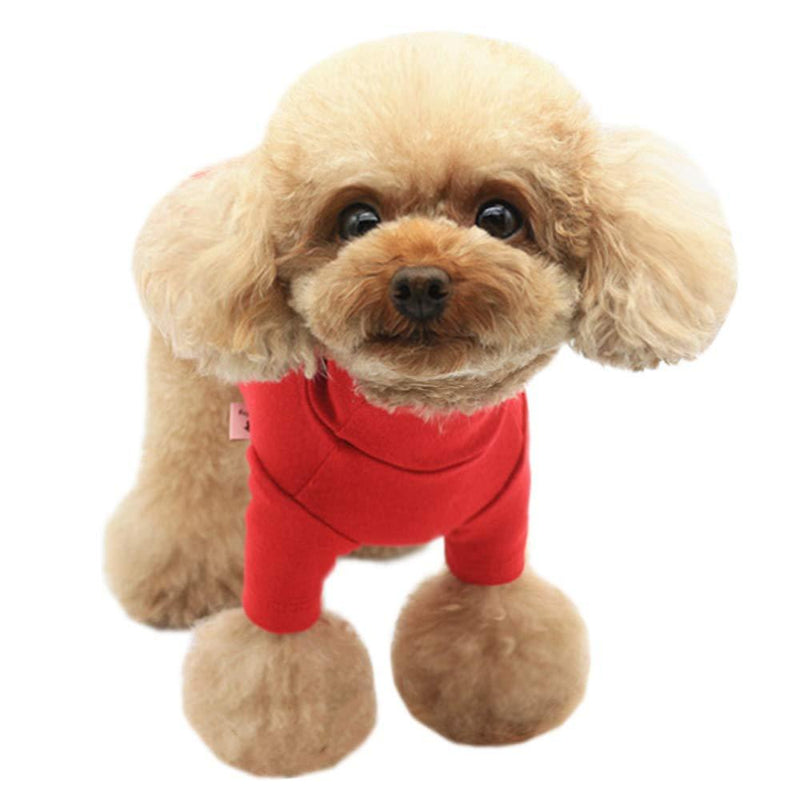 Kitipcoo Dog Turtleneck T Shirts for Small Dogs & Cats, Dog Solid Color Long Sleeves Shirt Dog Clothes Dog Apparel for Small Dogs Poodles Schnauzer Minlature Pinscher XL Red - PawsPlanet Australia
