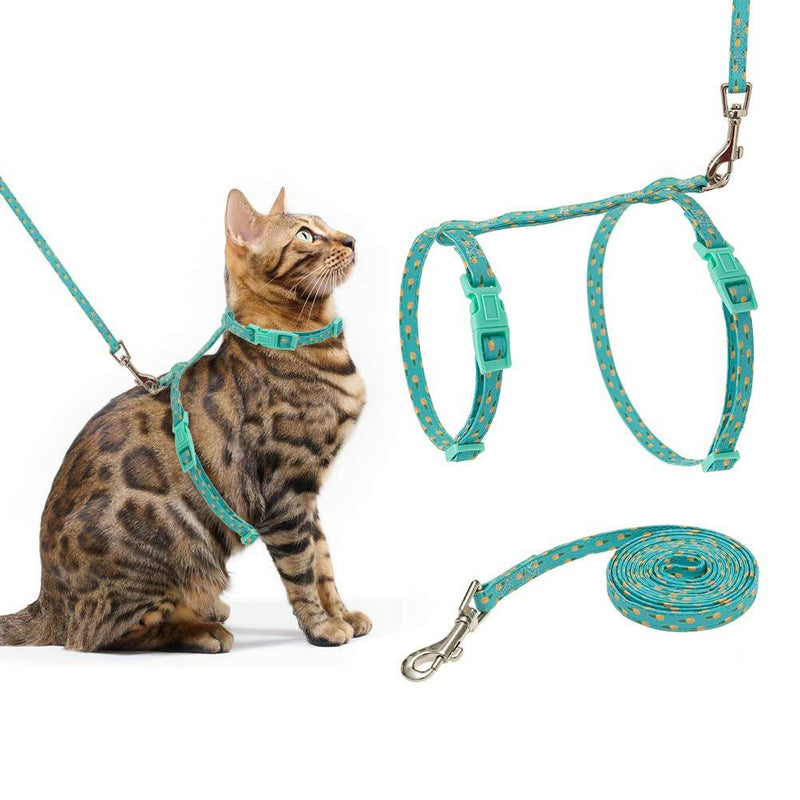 [Australia] - SCIROKKO Cat Harness and Leash Set - Escape Proof Adjustable for Outdoor Walking with Safety Buckle Green 