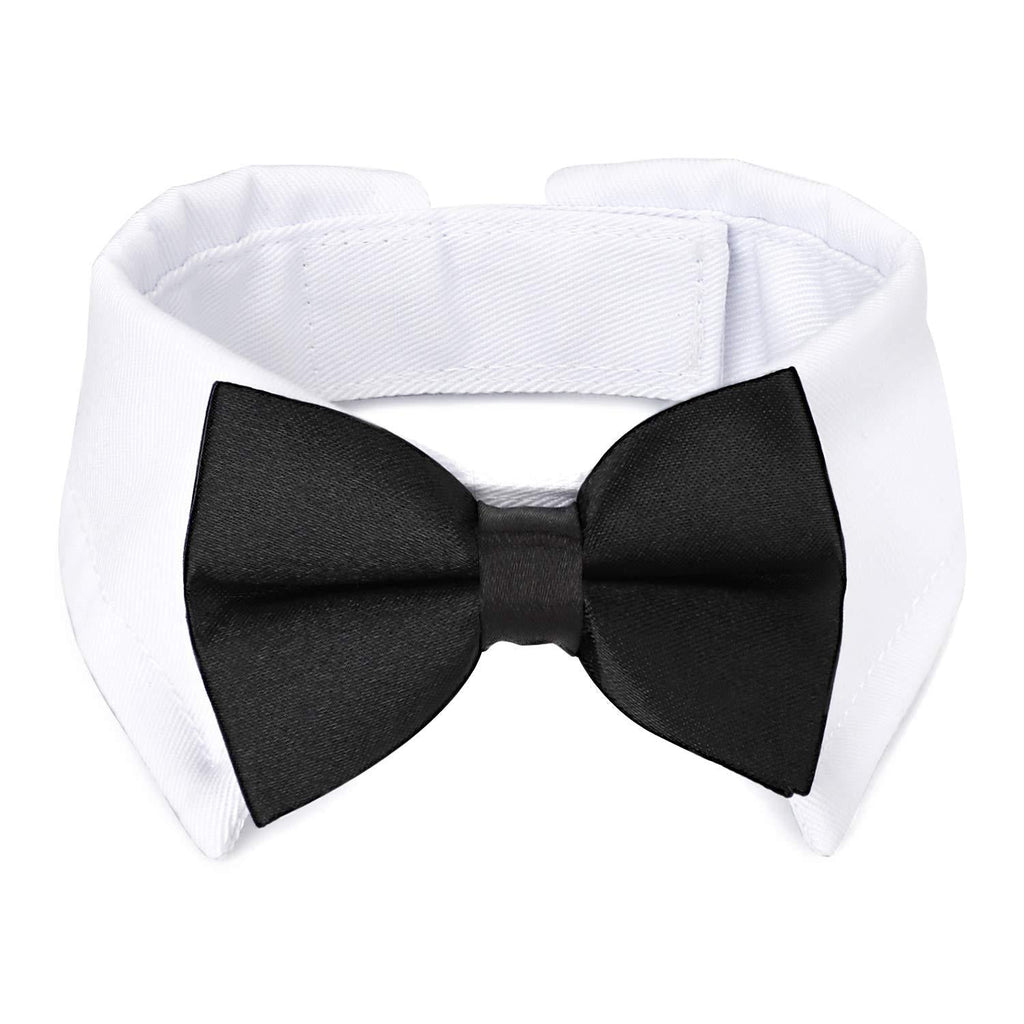 Segarty Bow Tie Dog Collar, Handcrafted Adjustable White Collar Formal Tux Dog Bowtie for Pet Cats Puppies Necktie for Small Boy Dog Wedding Birthday Gift Grooming Bows 16.5"-18" Black White - PawsPlanet Australia
