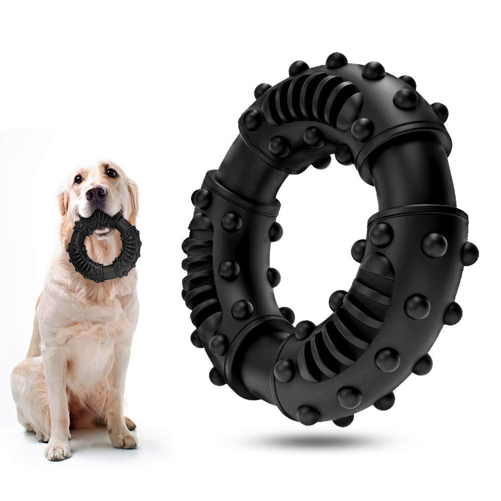 [Australia] - ABTOR Ultra Durable Dog Chew Toy - Toughest Natural Rubber - Texture Nub Dog Toys for All Aggressive Chewers Large Dogs Puppy - Fun to Chew, Dental Care, Training, Teething Black 