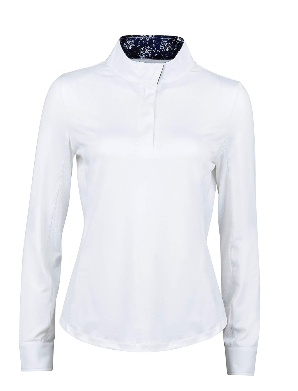 Dublin Ria Long Sleeve Competition Shirt White/Navy Ladies 2Xlarge - PawsPlanet Australia