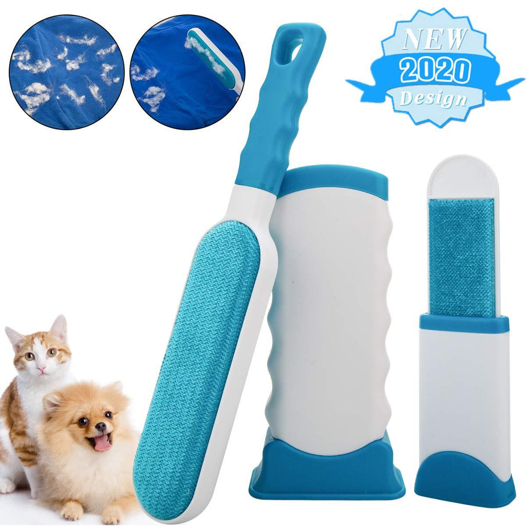 [Australia] - Pet Hair Remover,Doubled-Sized Cat Dog Hair Remover for Furniture,Clothing,Best Pet Hair Lint Brush Lint Roller for Pet Hair Fur Remover with Self-Cleaning Base,2 in 1 Animal Hair Removal Tool,Blue 
