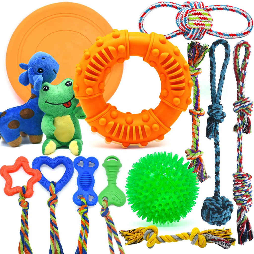 Dog Chew Toys for Puppies Teething, Super Value 14 Pack Puppy Toys for Small Dog Toys Squeaky Toys for Dogs Rubber Ball Dog Rope Toy Durable Pet Toys for Dogs Interactive Plush Dog Toys - PawsPlanet Australia