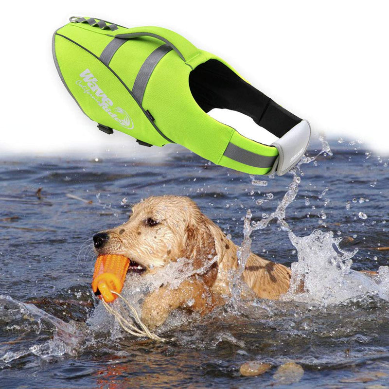 Wave Rider's Reflective Dog LifeJacket, Super Buoyancy EVA Lining ，Adjustable Dog Safety Vest (XS, Green) - PawsPlanet Australia