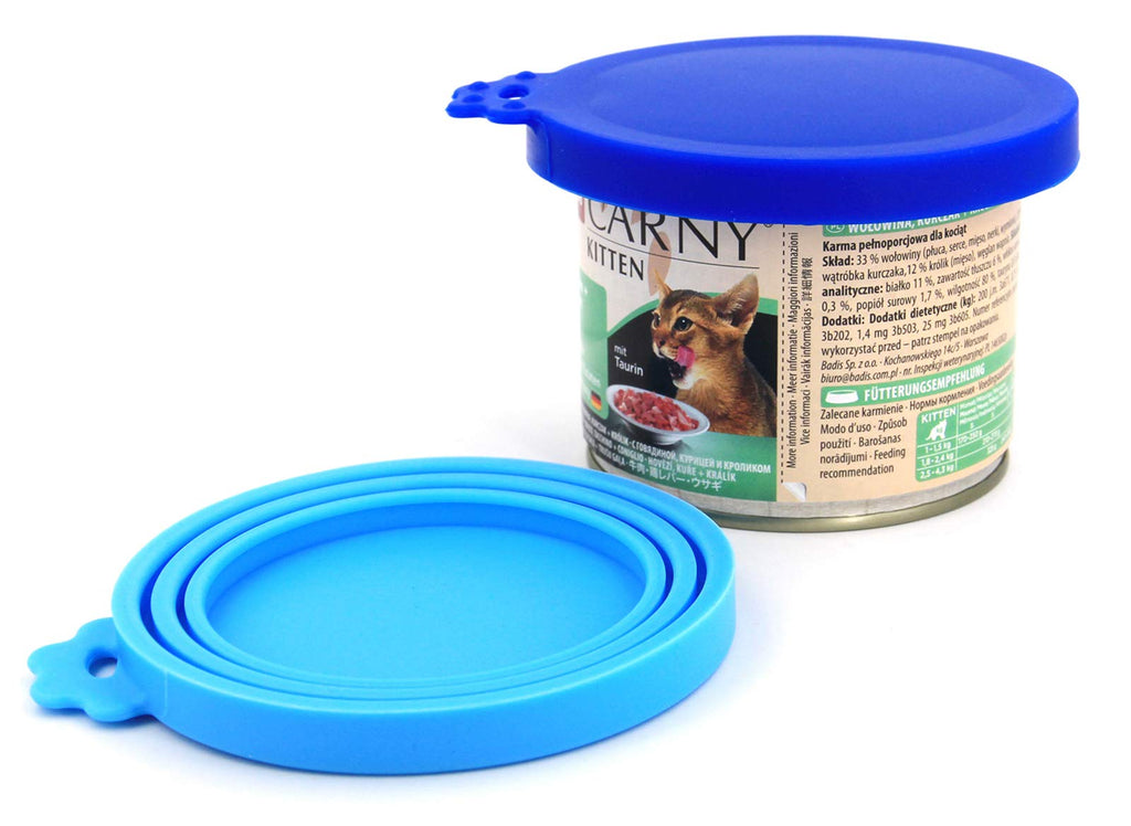 Comtim Pet Food Can Lids, Silicone Can Lids Covers for Dog and Cat Food, Universal Size Fits All Standard Size Dog and Cat Can Tops 2 Pack Multi-colored - PawsPlanet Australia