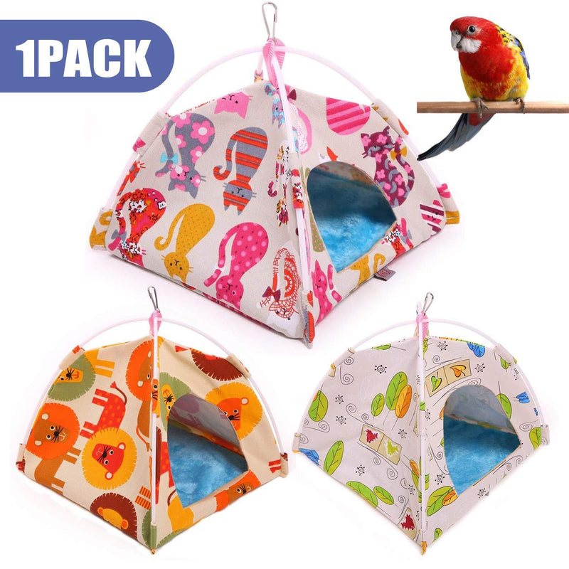[Australia] - CROWNY Bird Nest Hut Hammock—Parrot Tent House Bed Habitat Hideaway Reversible Cushion Mat Placed onto The Birdcage by a Metal Clasp,Fit for Budgerigar Parakeet Macaw Amazon Cockatoo Lovebird M Cat 