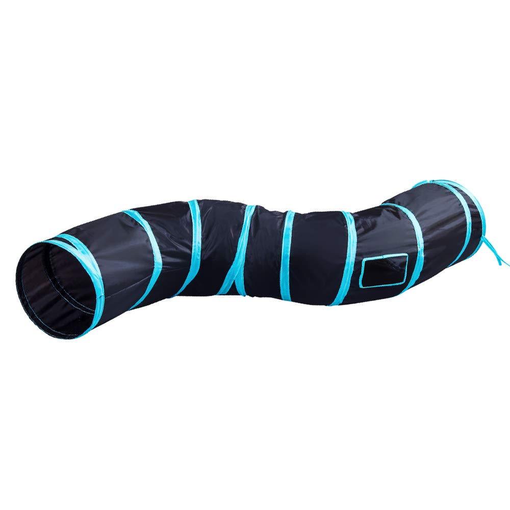 BEIKOTT Collapsible Cat Tunnel, Cat Tube Kitty Tunnel, Cat Pet Tunnel Toys with Peek Hole and Toy Ball, Small pet Tunnel for Kitty, Puppy, Rabbit Blue(2 Tubes) - PawsPlanet Australia