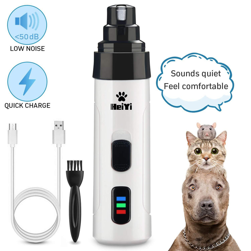 [Australia] - HeiYi Pet Nail Grinder, Low Noise 2 Speed Dog Nail Grinder Pet Nail Trimmer 3 Ports Rechargeable Cordless Painless Paws Grooming & Smoothing for Small Medium Large Dogs & Cats 
