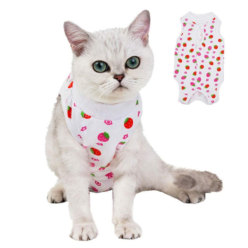 [Australia] - Kitipcoo Professional Surgery Recovery Suit for Cats Paste Cotton Breathable Surgery Suits for Abdominal Wounds and Skin Diseases for Cats Dogs, After Surgery Wear Suit XL (12-15 lbs) Strawberry 