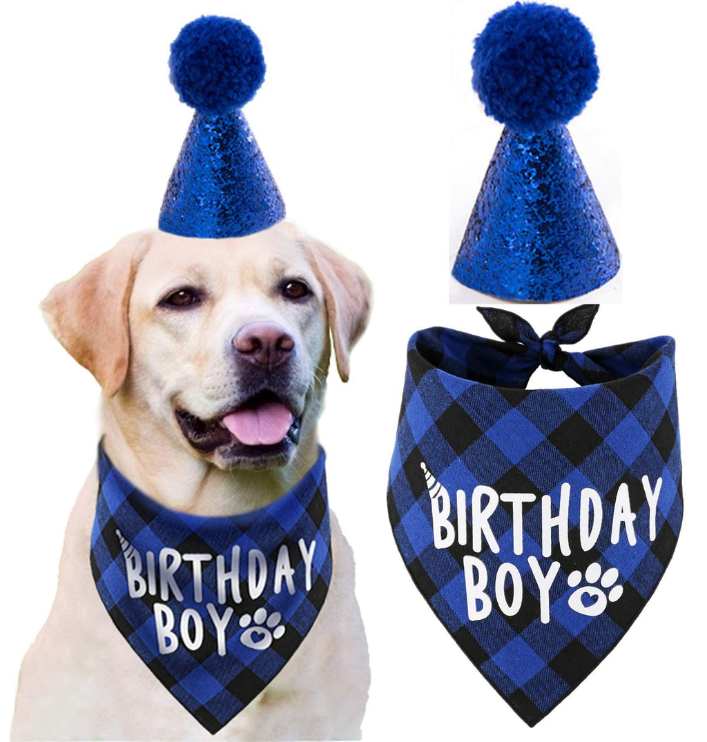 JPB Dog Birthday Party Supplies,Pet Birthday Hat and Boy Doggy Birthday Bandana Set - PawsPlanet Australia