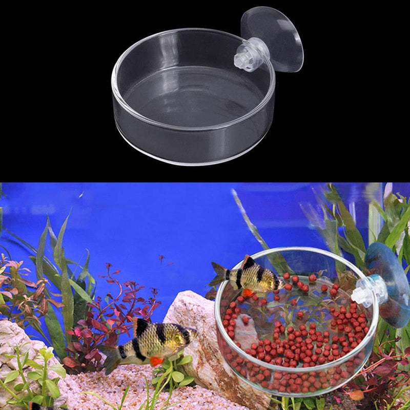 [Australia] - Ailinda Aquarium Shrimp Feeding Dish 60mm Glass Bowls Reptiles Water Food Dish Feeder Bowl Round Clear Dishes Tray with Suction Clear-65mm 