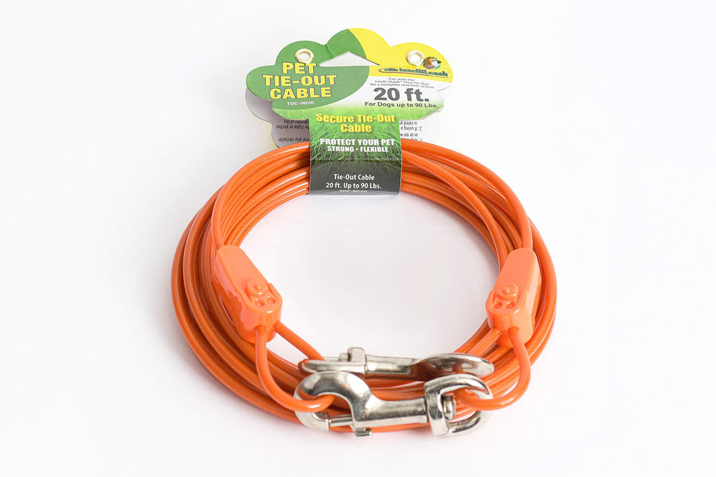 IntelliLeash Tie-Out Cables for Dogs up to 10/35/90/125/250 Pounds. Lengths from 12-100 Feet. (90 lbs / 20 ft) - PawsPlanet Australia