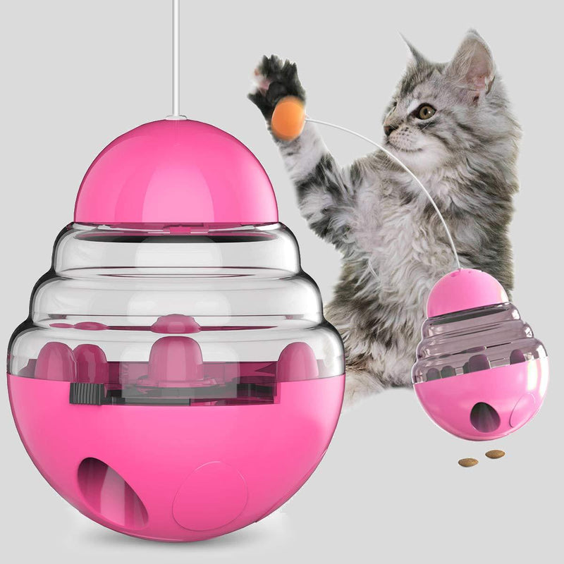 [Australia] - 3T6B Cat Tumbler Toy, Cat Tumbler Food Dispenser Toy Cat Fodder Leaky Ball Puzzle Toy Pet Interactive Toy Pink 