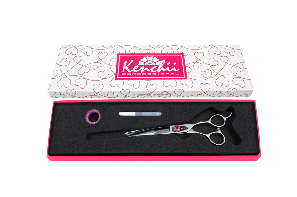 Kenchii Dog Grooming Scissors | 6.5 Inch Curved Balltip Shears | Balltip Scissors For Dog Grooming | Love Collection Dog Shears | Pet Grooming Accessories | Pet Hair Balltip Scissor 6.5 Ball Tip Curved - PawsPlanet Australia