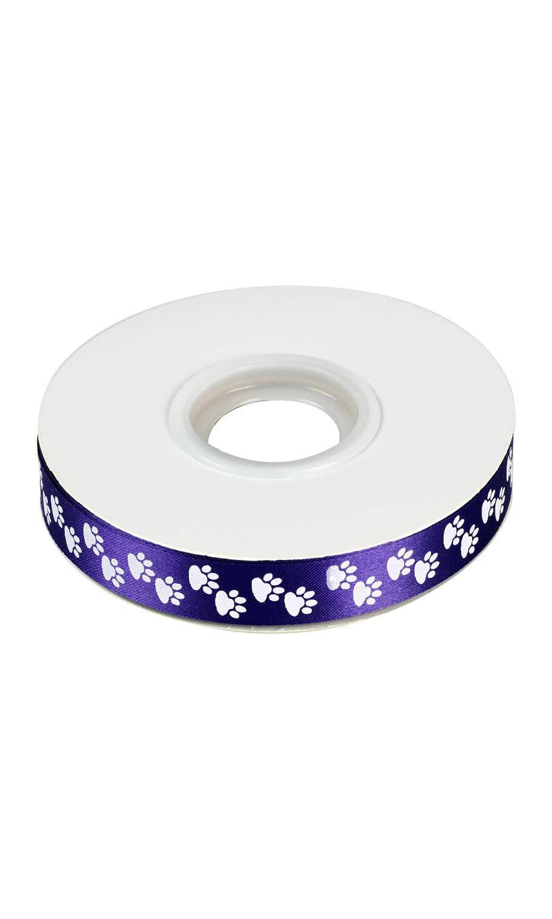 Groomer Essentials Purple Satin Ribbon with Paw Prints - Pack of 4 - PawsPlanet Australia