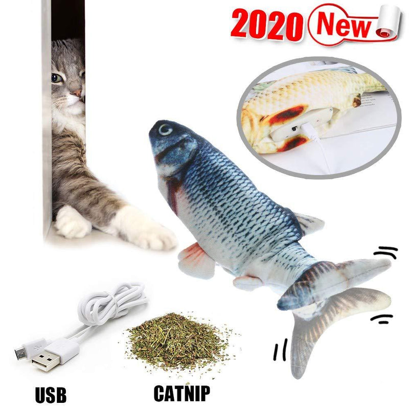 [Australia] - AWOOF Electric Fish Toys for Cat Newest Catnip Toy, USB Electric Wagging Plush Interactive Toy, Realistic Plush Simulation Electric Toy Fish Gift A 