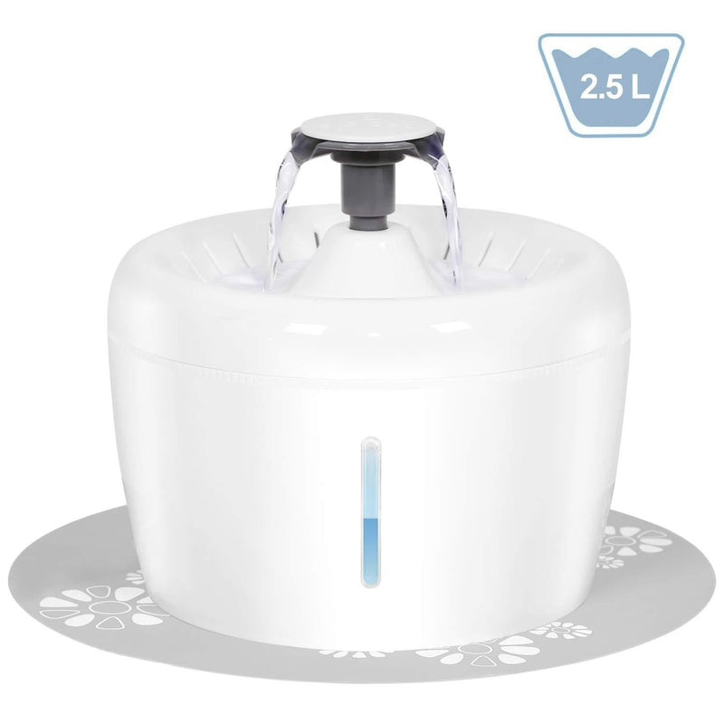 [Australia] - UPSKY Cat Water Fountain 84oz/2.5L Cat Water Dispenser Automatic Pet Drinking Fountain with Replacement Filters, 1 Foam Filter and 1 Silicone Mat (Excluding Adapter) for Cats and Dogs 