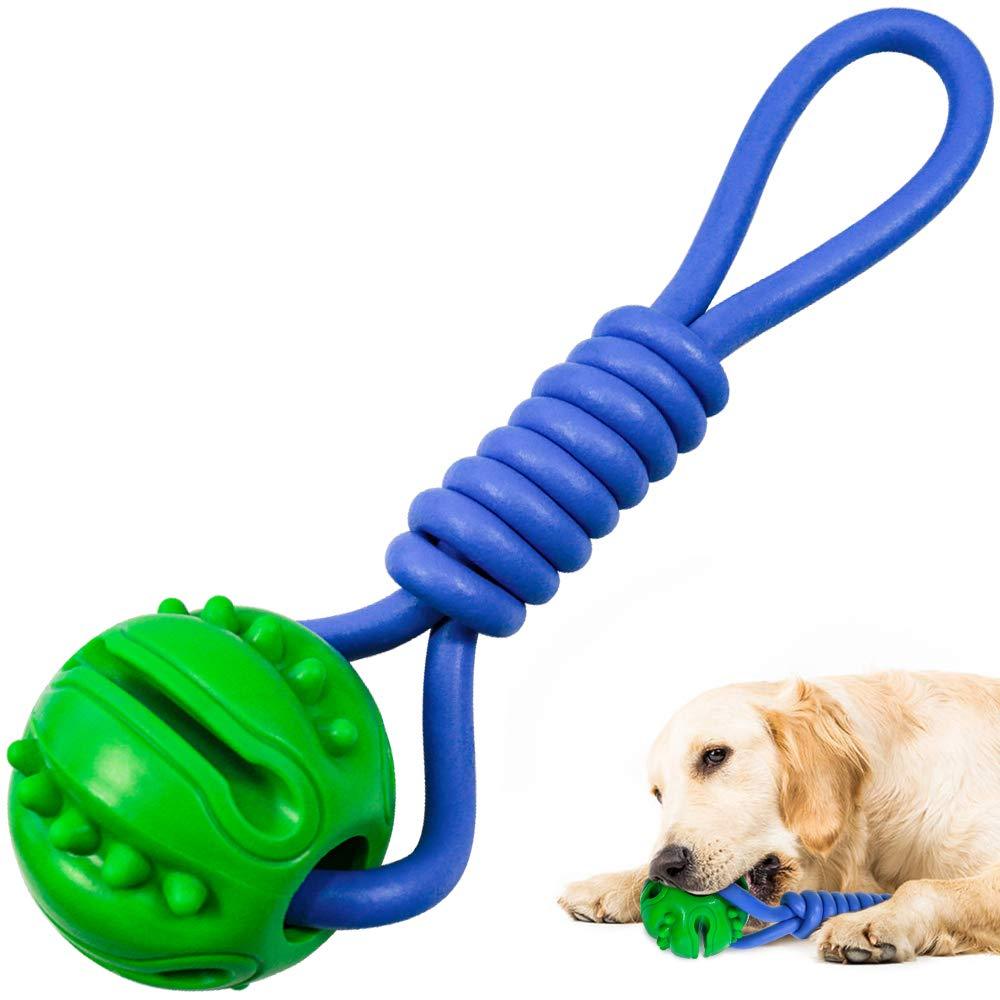 [Australia] - QDAN Interactive Dog Chew Rope Toys for Puppy Teething Durable Natural Rubber Toys for Small & Medium Dogs Bite Resistant Tough Tug of War 