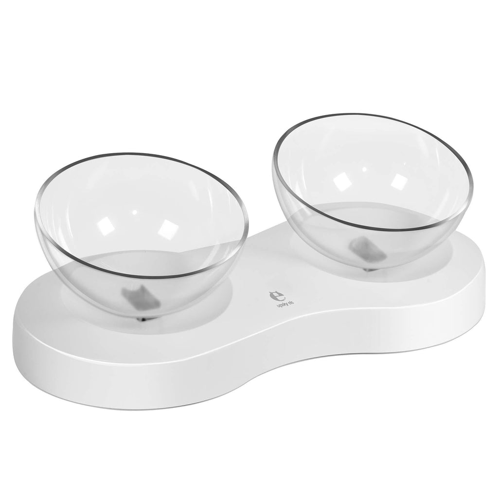 [Australia] - Double Cat Dog Bowls Elevated Cat Food Water Bowls 0/20°Tilted Raised Pet Feeder Bowl with Anti Slip Stand for Cats and Small Dogs 