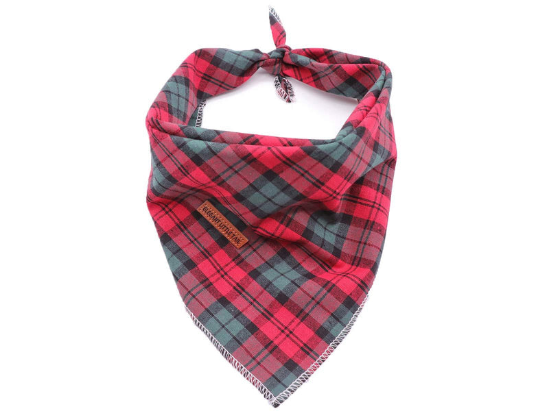 Elegant little tail 1PCS Pet Dog Bandana Washable Reversible Cotton Bibs Scarf, Adjustable Square Dog Kerchief for Small to Large Dogs and Cats Christmas Plaid - PawsPlanet Australia