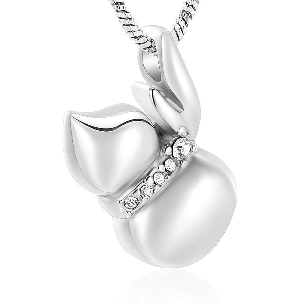 [Australia] - Yinplsmemory Cremation Jewelry Urn Necklace for Ashes Keepsake Stainless Steel Cremation Locket for Ashes Memorial Jewelry for Women Silver 