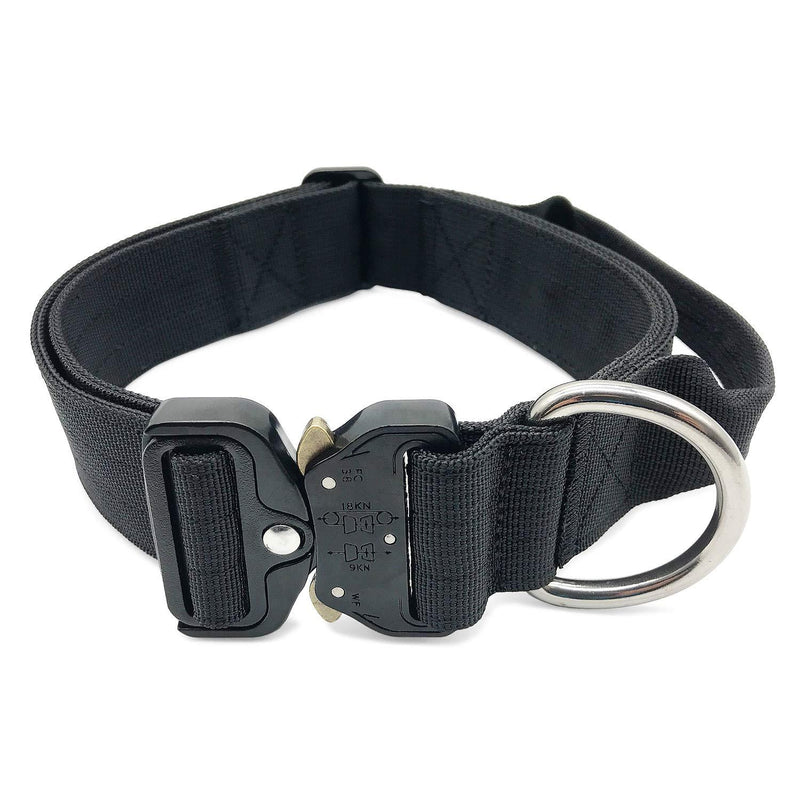 [Australia] - BYLEEDUR 1.57" Heavy Duty Combat Dog Collar with Black Cobra Buckle, Adjustable and Control, for Tactical Military Training, Durable Nylon M(20''-23'') 