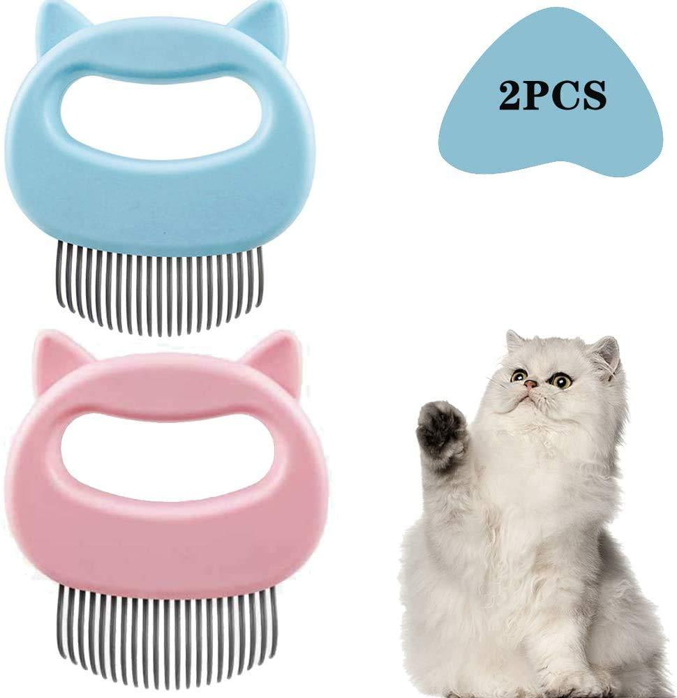 [Australia] - Linidi Cat Hair Massage Shedding Brush, Dogs and Cats Grooming Dematting Comb, Effective Deshedding Grooming Hair Remover for Cats 2 pcs 