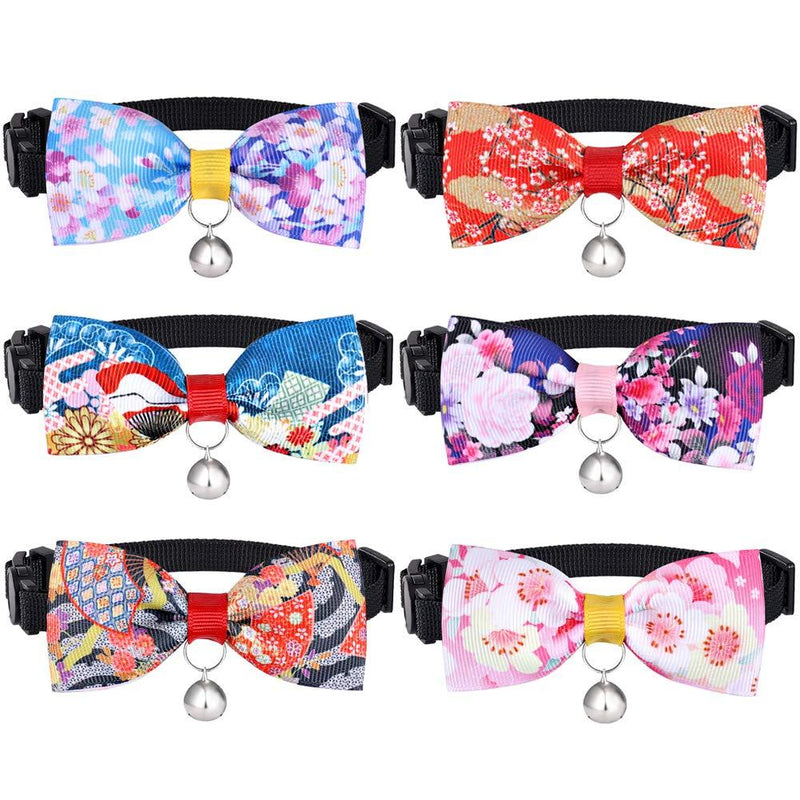 [Australia] - Freewindo Breakaway Cat Collar with Bow Tie and Bell, 6Pcs Dog Bow Ties, Adjustable Dog Collar Cat Bow Tie for Cats and Puppies Medium 