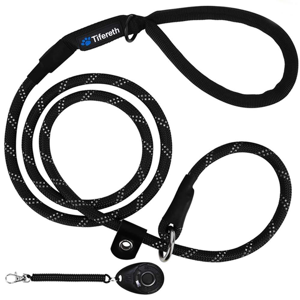 Tifereth Slip-Lead Dog-Leash Medium-Training Rope - 6ft Foot Big Large Reflective Climbing Rope Leash Supports The Strongest Pulling Large Medium Dogs 6 Feet Black - PawsPlanet Australia