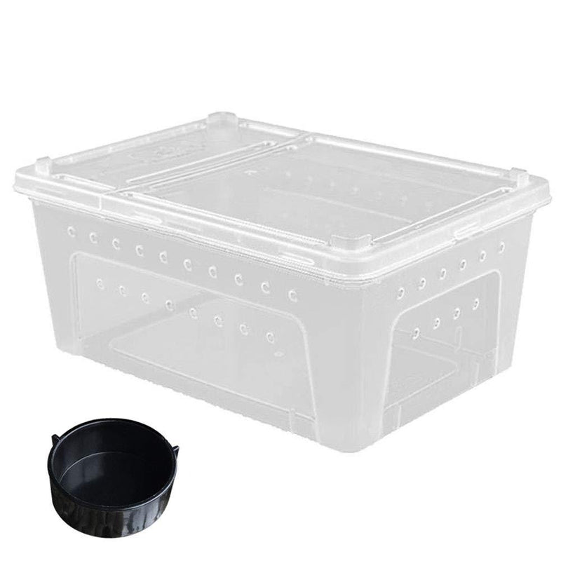 [Australia] - Reptile Small Snake Feeding Box Lizard Tarantula Habitat Cage Hatching Container Transparent Portable Plastic Mini Pet Houses for Scorpion Spider Frog 