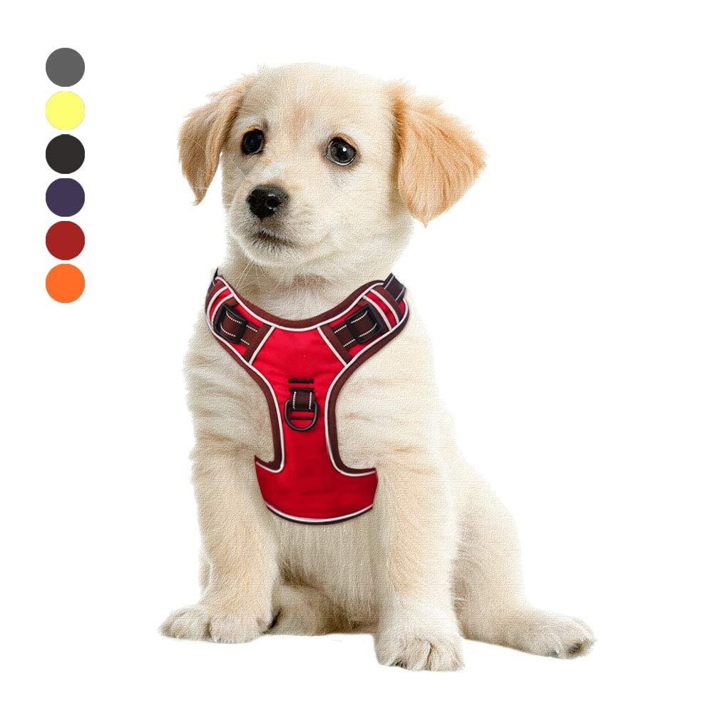 [Australia] - EAVSOW Dog Harness No-Pull Pet Harness Adjustable Outdoor Pet Vest for Small Medium Large Dogs Reflective Oxford Material Vest for Dogs No-Choke Easy Control Red 