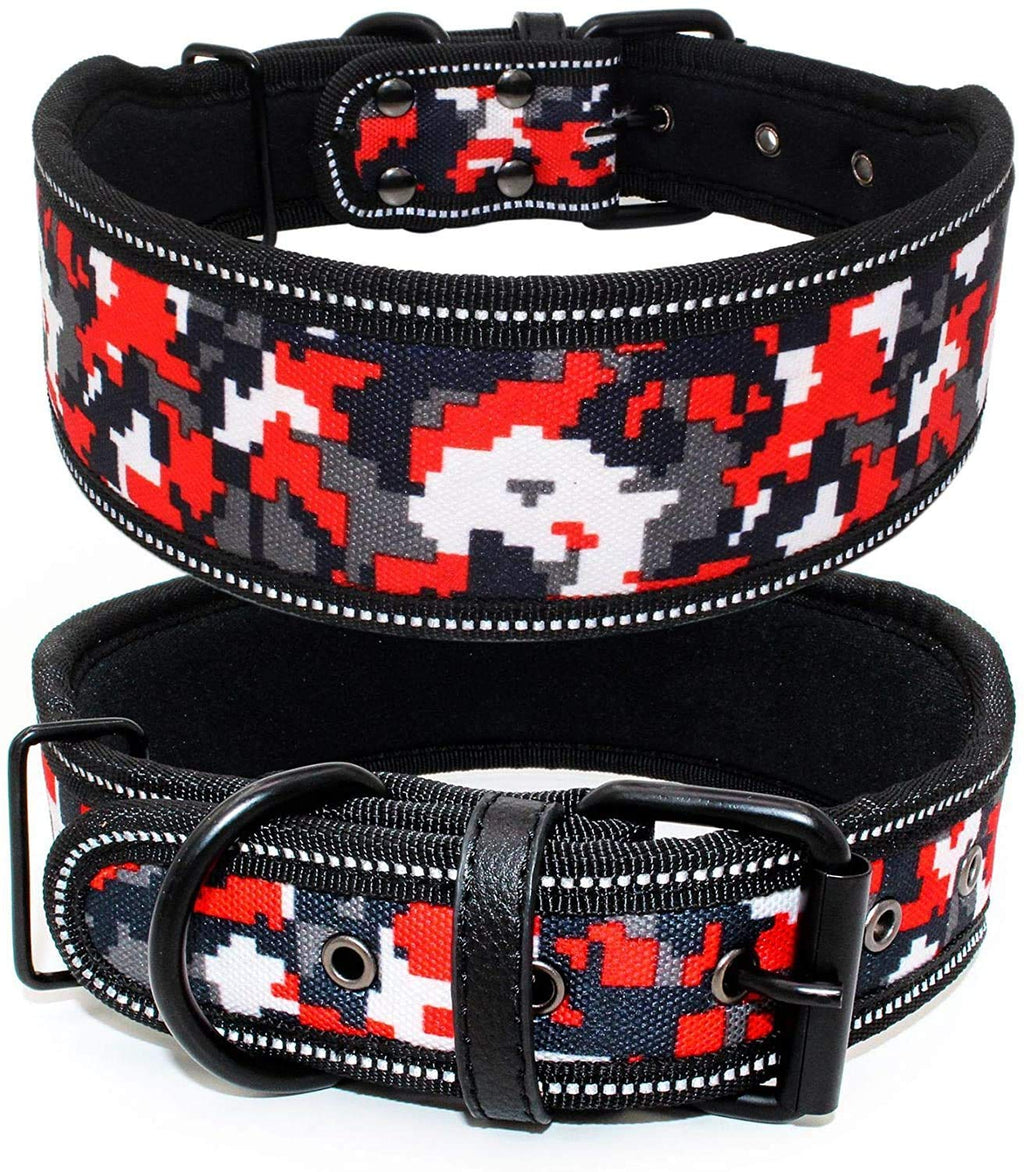 [Australia] - HOMEKNOBS Dog Collar,Reflective Dog Collar 2" Width Soft Lining Padded Dog Collar & Heavy Duty Dog Collar for Medium and Large Dogs Adjustable Length(1pcs) L: 2" Wide for (20"-24")Neck 