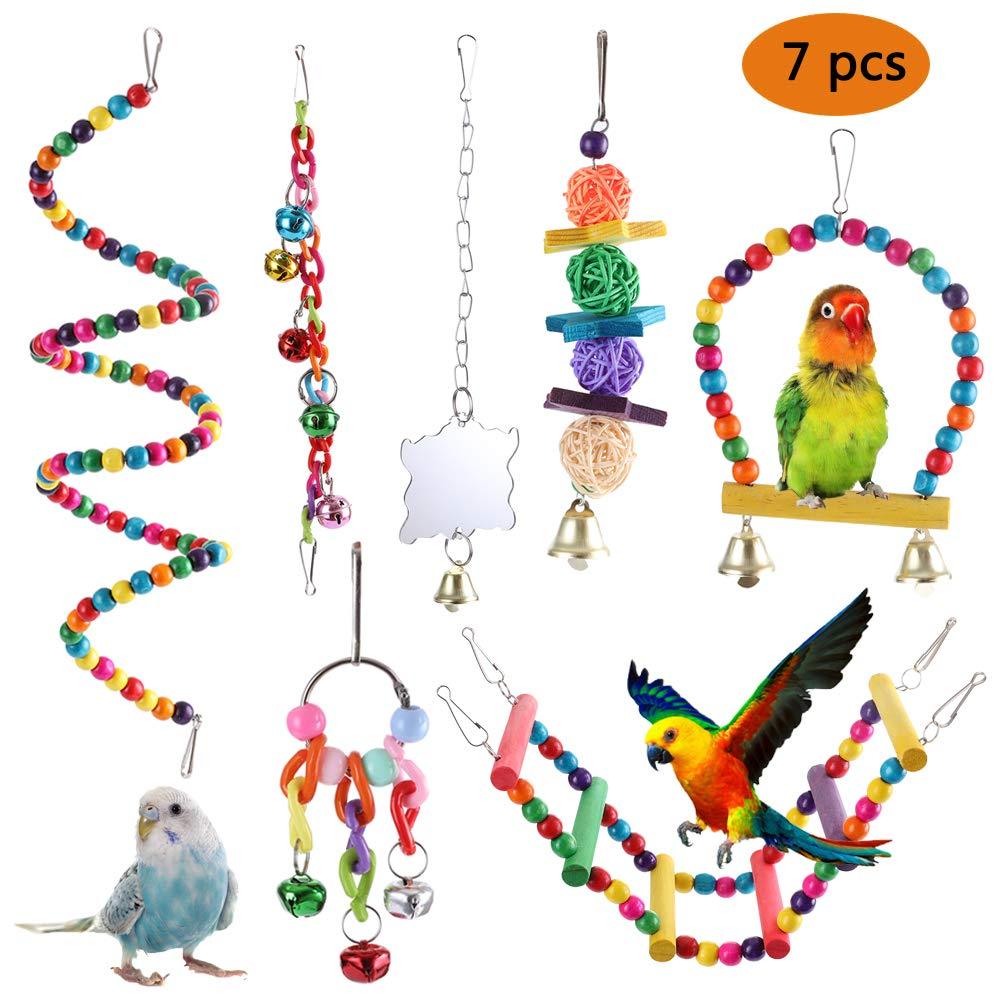 [Australia] - Qzc Bird Swing Toys, Bird Parrot Toys Bird Cage Hanging Toys for Budgie, Parakeets, Cockatiels, Conures and Lovely Birds 