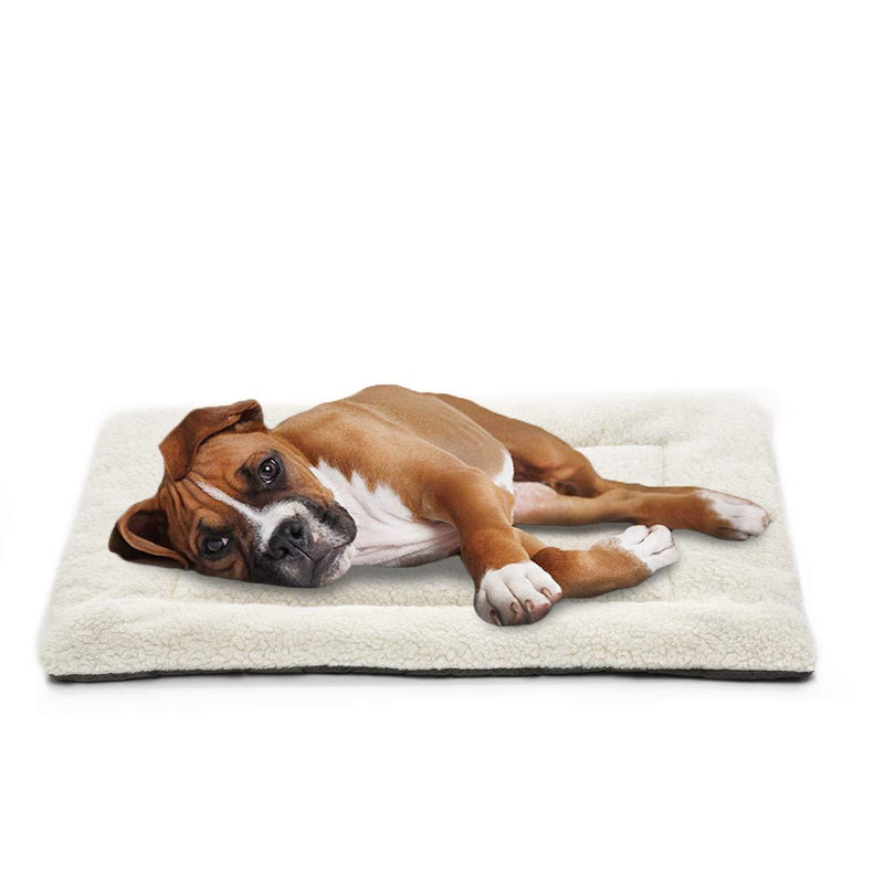 [Australia] - INVENHO Dog Bed Mat Comfortable Soft Crate Pad Anti-Slip Washable Dog Crate Pad for Large Medium Dogs & Cats White 29'' x 21'' 