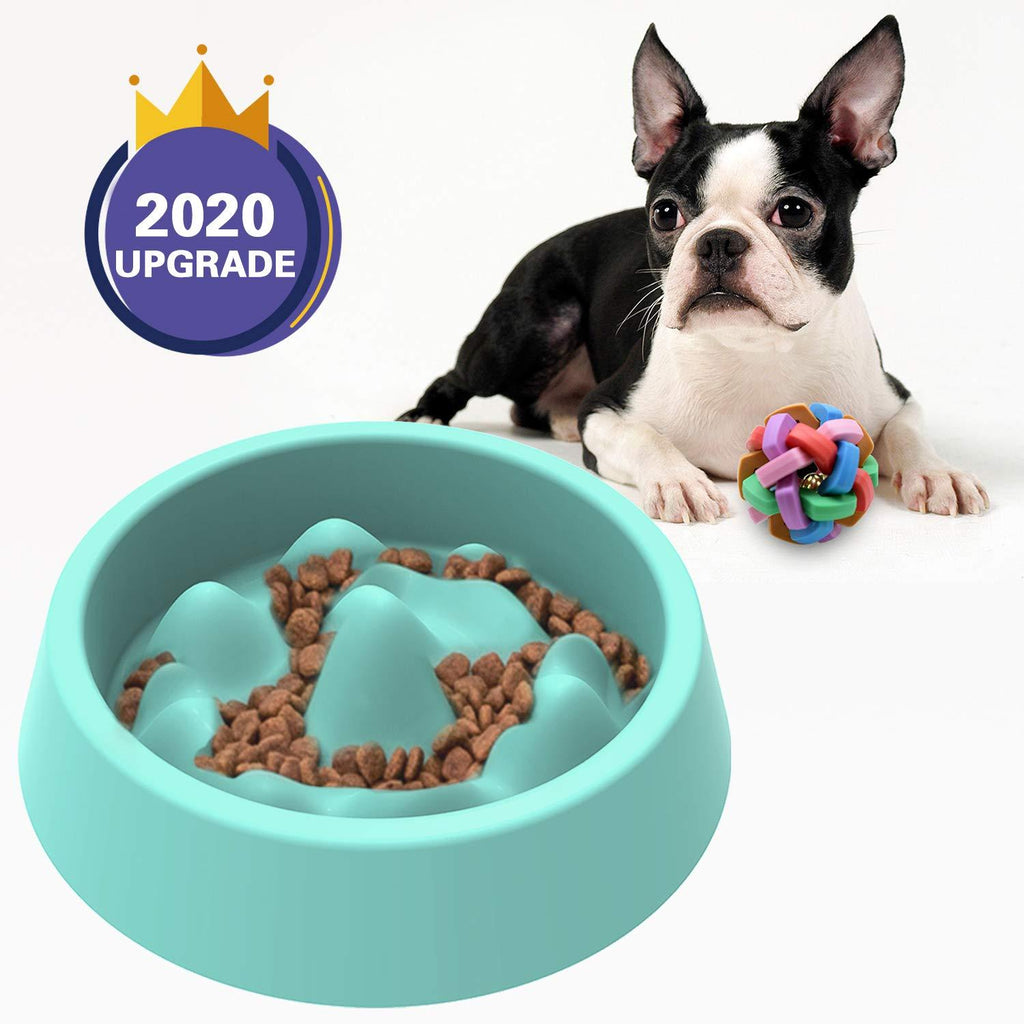 [Australia] - Dimgogo Slow Feeder Dog Bowls, Dog Food Bowl Slow Eating Dog Bowl Interactive Bloat Stop Dog Bowls Non Slip Puzzle Bowl Preventing Choking Healthy Dogs Cats Bowl Come with Free Puppy Dog Chew Toys Blue 