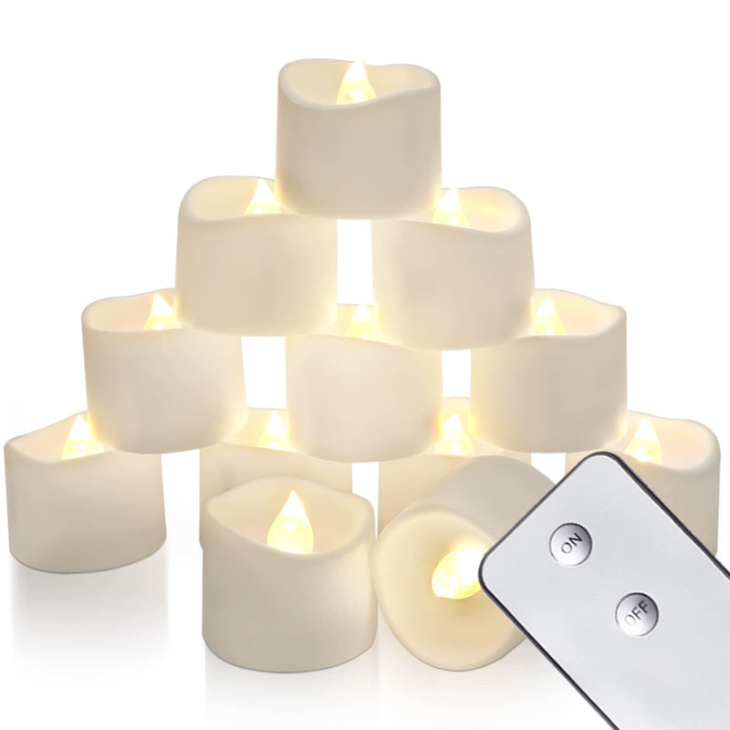 Homemory Remote Control Tea Lights Flickering, Long Lasting Battery Operated LED Candles with Remote, No Timer, for Home Decor and Seasonal Celebration, Pack of 12, Warm White Light A-classic Version, Warm White Light - PawsPlanet Australia