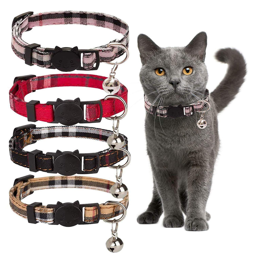 [Australia] - DAIXI Breakaway Cat Collar with Bell, Safety Buckle Adjustable Cat Kitten Collars, 4 Pack 