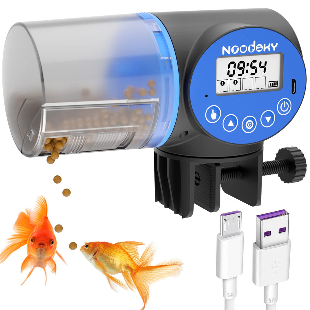 Noodoky USB Charging Automatic Fish Feeder, Auto Fish Food Feeder Timer Dispenser for Aquarium or Small Fish Turtle Tank, Auto Feeding on Vacation or Holidays - PawsPlanet Australia