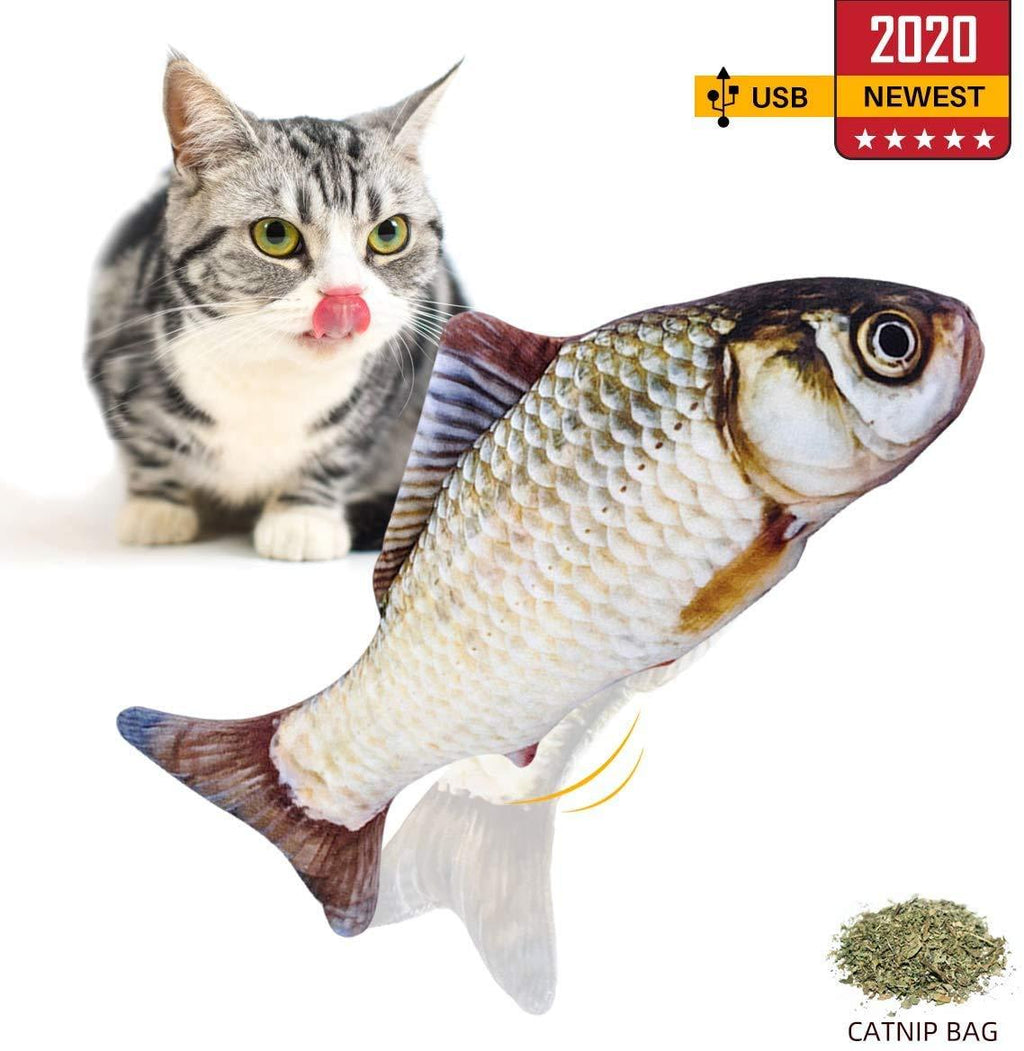 [Australia] - Namsan Electric Moving Fish Cat Toy - Fish Kicker Cat Chew Toy with Catnip Funny Interactive Flopping Cat Fish Toys, USB Rechargeable 