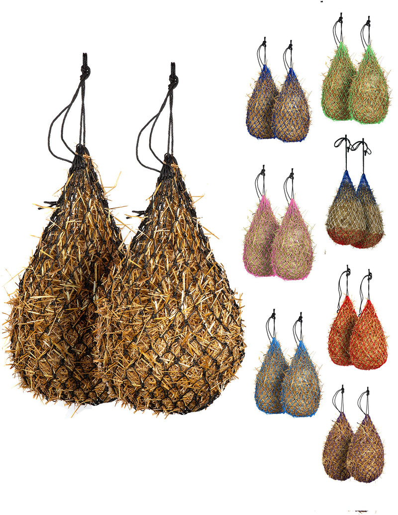 Majestic Ally 2 pcs Slow Feed 42” Hay Net for Horses, Strong Small 2x2” Holes, Nylon Rope Hanging, Adjustable Travel Feeder for Trailer and Stall, Simulates Grazing, Reduce Waste BLACK - PawsPlanet Australia