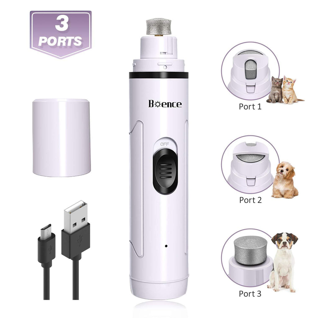 [Australia] - Boence Dog Nail Grinder,Pet Nail Grinder, Adjustable Power 2-Speed Electric Rechargeable Pet Nail Trimmer Painless Paws Grooming & Smoothing for Small Medium Dogs & Cats white 
